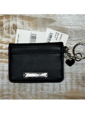 Madden Girl Black Snap Wallet with Key Chain & Butterfly & Black Heart Charms